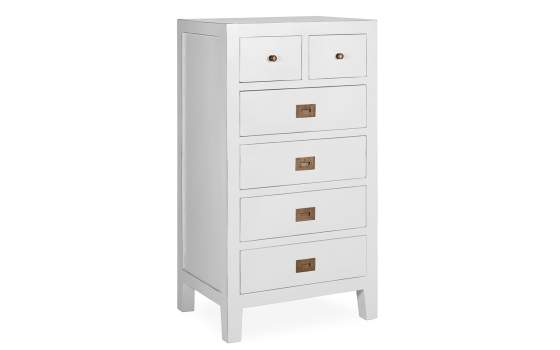 Comoda Alta 6 Cajones Colonial en Blanco Serie Everest