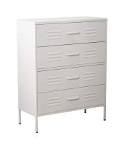 Comoda Alta Moderna Metalica 4 Cajones Blanca Serie Baquijar