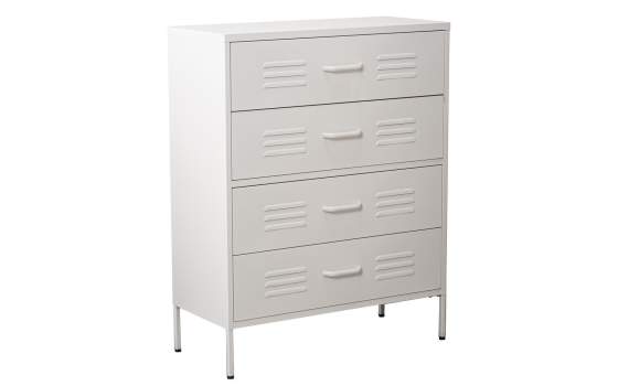 Comoda Alta Moderna Metalica 4 Cajones Blanca Serie Baquijar