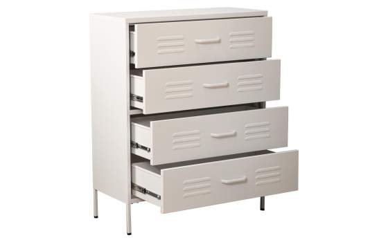 Comoda Alta Moderna Metalica 4 Cajones Blanca Serie Baquijar
