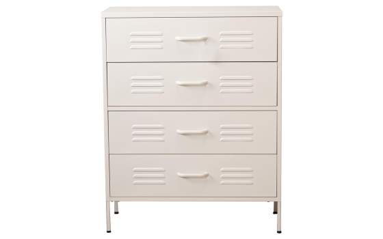 Comoda Alta Moderna Metalica 4 Cajones Blanca Serie Baquijar