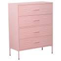 Comoda Alta Moderna Metalica 4 Cajones Rosa Serie Baquijar