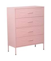 Comoda Alta Moderna Metalica 4 Cajones Rosa Serie Baquijar