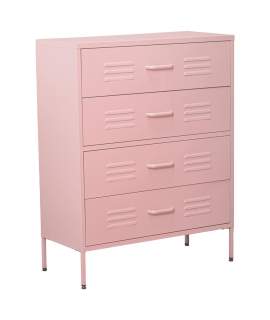 Comoda Alta Moderna Metalica 4 Cajones Rosa Serie Baquijar