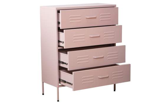 Comoda Alta Moderna Metalica 4 Cajones Rosa Serie Baquijar