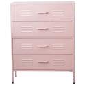 Comoda Alta Moderna Metalica 4 Cajones Rosa Serie Baquijar