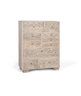 Comoda Alta Oriental 10 Cajones Tallados - Serie Airoly