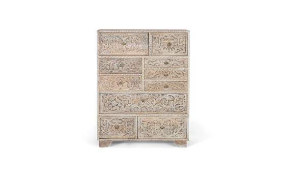 Comoda Alta Oriental 10 Cajones Tallados - Serie Airoly