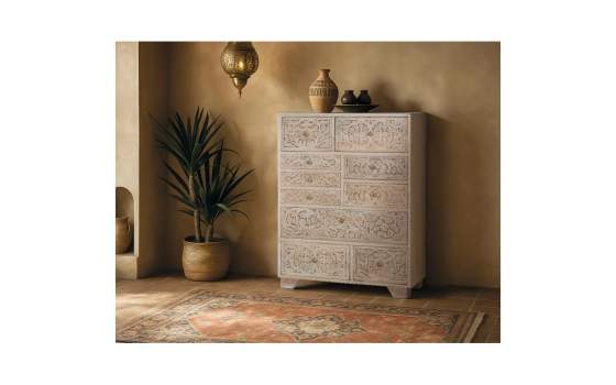 Comoda Alta Oriental 10 Cajones Tallados - Serie Airoly