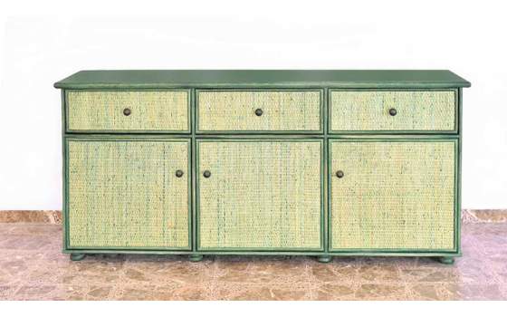 Comoda Aparador 3 Puertas 3 Cajones Rattan Mimbre Actual Atarda