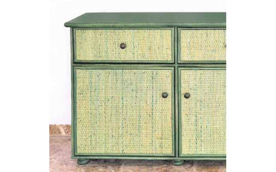 Comoda Aparador 3 Puertas 3 Cajones Rattan Mimbre Actual Atarda