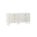 Comoda Aparador 6 Cajones Tallados Madera Natural  Blanco Adrual