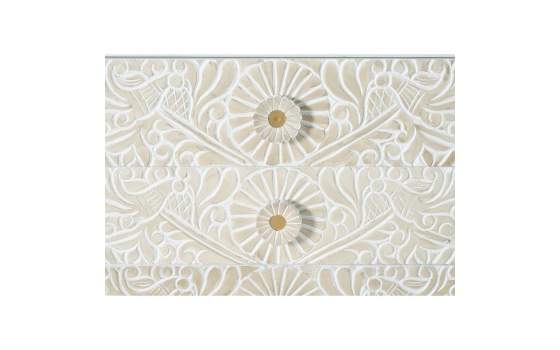 Comoda Aparador 6 Cajones Tallados Madera Natural  Blanco Adrual