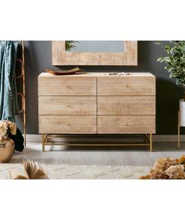 Comoda Aparador 6 Cajones Tallados Madera Natural Mirjan