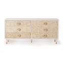 Comoda Aparador 6 Cajones Tallados Madera Natural  Blanco Adrual