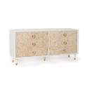 Comoda Aparador 6 Cajones Tallados Madera Natural  Blanco Adrual