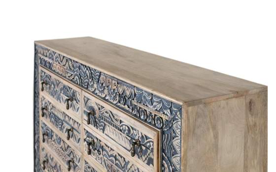 Comoda Aparador 8 Cajones Diseño Oriental Azul Alduain