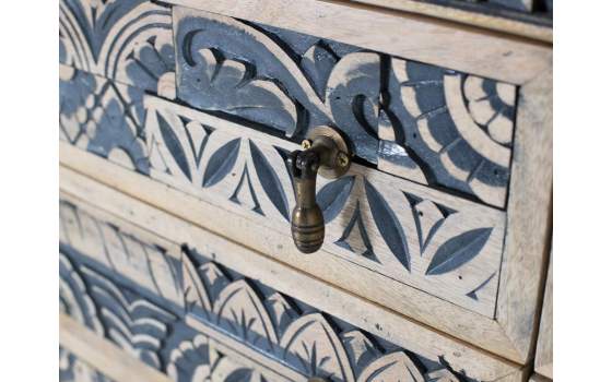 Comoda Aparador 8 Cajones Diseño Oriental Azul Alduain