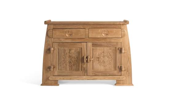 Comoda Aparador Rustica Tallada Madera Teca Natural Aness