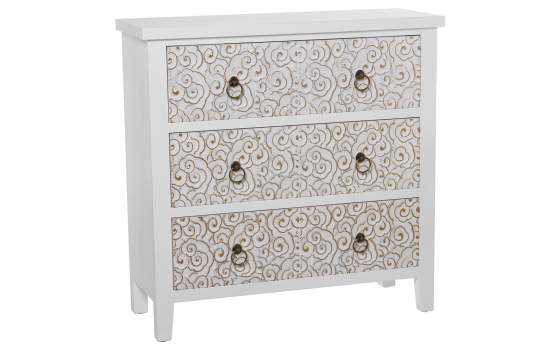 Comoda Blanca 3 Cajones Decorados Serie Arosen