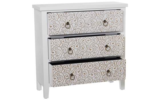 Comoda Blanca 3 Cajones Decorados Serie Arosen