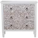 Comoda Blanca 3 Cajones Diseño Foral Serie Arosen