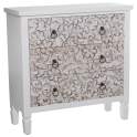 Comoda Blanca 3 Cajones Diseño Foral Serie Arosen