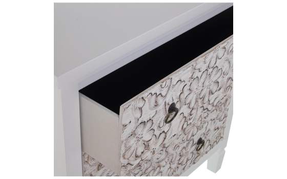 Comoda Blanca 3 Cajones Diseño Foral Serie Arosen