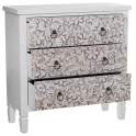 Comoda Blanca 3 Cajones Diseño Foral Serie Arosen