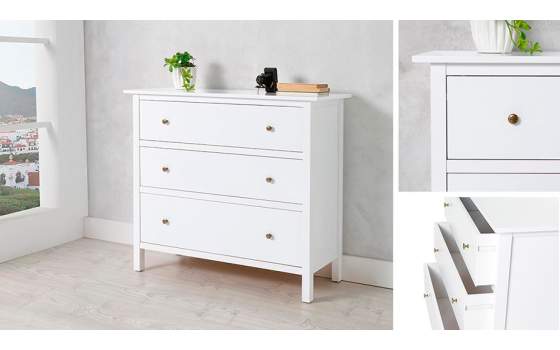Comoda Blanca 3 Cajones Estilo Actual Serie Arsic