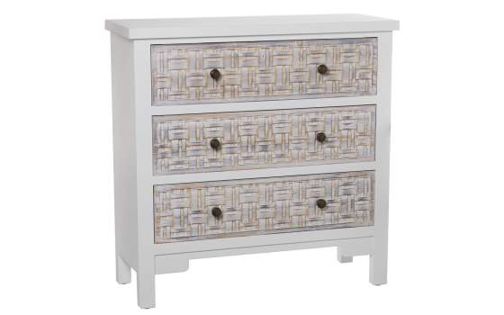Comoda Blanca 3 Cajones Tallados Dormitorio Bralian