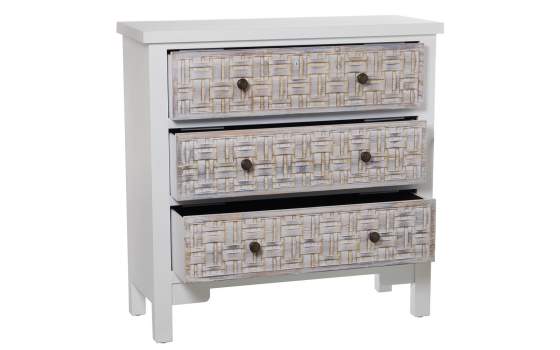 Comoda Blanca 3 Cajones Tallados Dormitorio Bralian