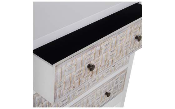 Comoda Blanca 3 Cajones Tallados Dormitorio Bralian
