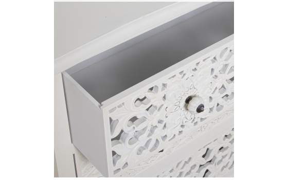 Comoda Blanca 3 Cajones Tallados Mandala Clasica Serie Trados