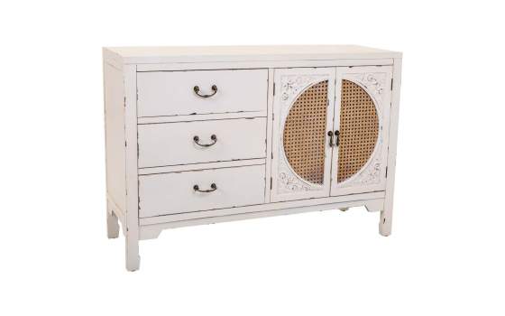 Comoda Blanca Rustica 3 Cajones 2 Puertas Serie Alika