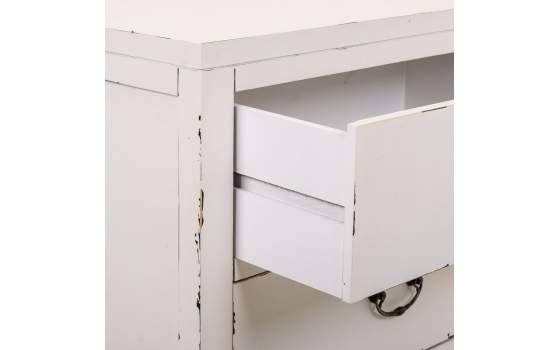 Comoda Blanca Rustica 3 Cajones 2 Puertas Serie Alika