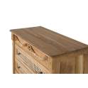Comoda Clasica Tallada 3 Cajones Madera Teca y Rattan Amoest