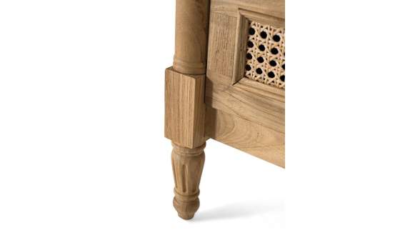 Comoda Clasica Tallada 3 Cajones Madera Teca y Rattan Amoest