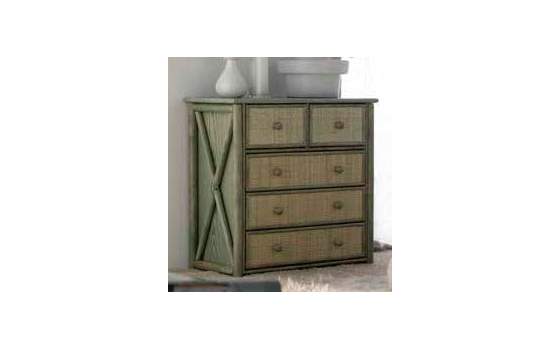Comoda Cruz de Rattan 5 Cajones