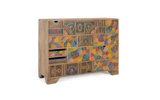 Comoda Decorada en Colores Tipo Mandala Serie Alverit