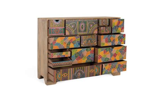 Comoda Decorada en Colores Tipo Mandala Serie Alverit