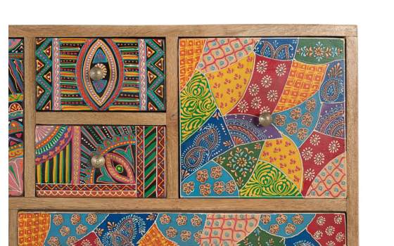 Comoda Decorada en Colores Tipo Mandala Serie Alverit
