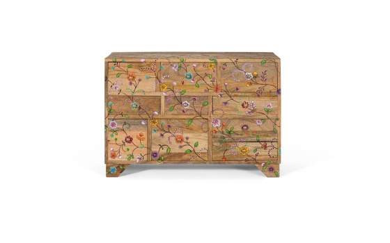 Comoda Domitorio Decorada con Flores 10 Cajones Arialest