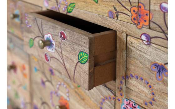 Comoda Domitorio Decorada con Flores 10 Cajones Arialest