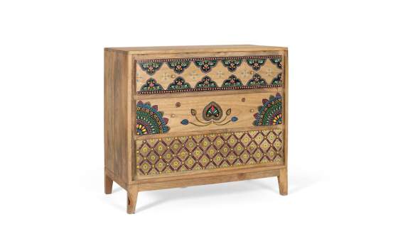 Comoda Domitorio Decorada en Colores 3 Cajones Serie Arialest