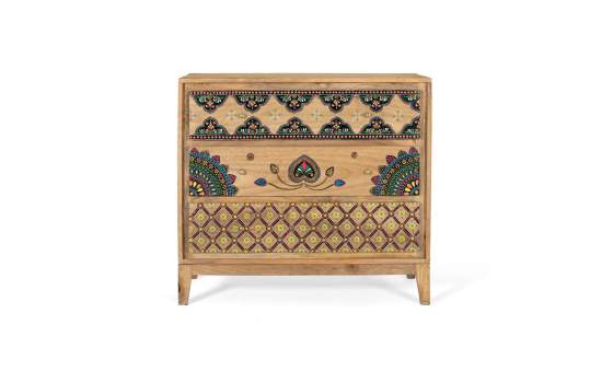 Comoda Domitorio Decorada en Colores 3 Cajones Serie Arialest