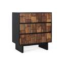 Comoda Dormitorio 3 Cajones Bicolor Negro Madera Mysore