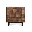 Comoda Dormitorio 3 Cajones Bicolor Negro Madera Mysore