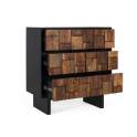 Comoda Dormitorio 3 Cajones Bicolor Negro Madera Mysore