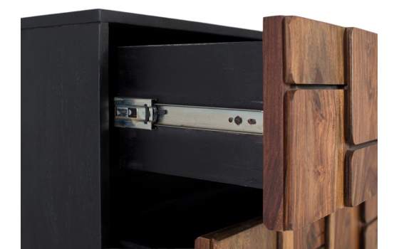 Comoda Dormitorio 3 Cajones Bicolor Negro Madera Mysore